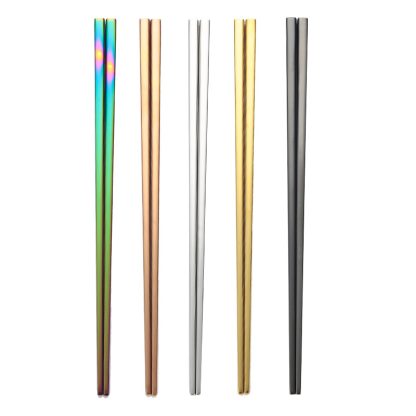 Korean chopsticks 304 stainless steel chopsticks full square gold non-slip chopsticks set Japanese chopsticks stainless steel tableware chopsticks