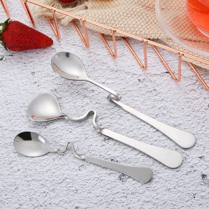 curved spoon stainless steel tableware hanging cup spoon mixing spoon bar spoon cross side hanging wall spoon stainless steel small spoon coffee spoon - Image 6