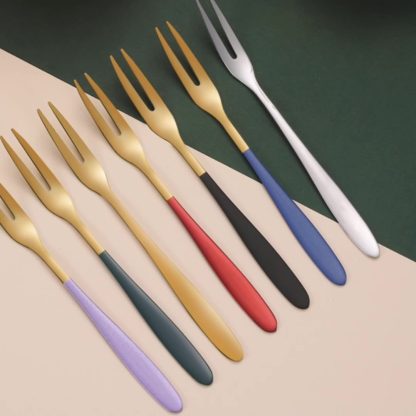 Fruit fork set stainless steel dessert small fork cake fork creative Nordic style fruit sign fruit plug 304 fork - Image 3