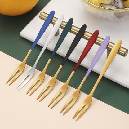 Fruit fork set stainless steel dessert small fork cake fork creative Nordic style fruit sign fruit plug 304 fork - Image 2